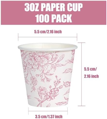 WRAPAHOLIC 3oz Toile Red Floral Bathroom Cups - Image 2