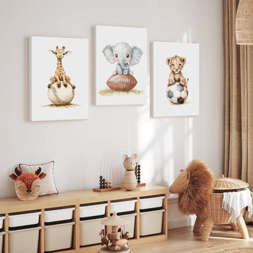 Sports Nursery Wall Art Baby Boys Room Canvas Pictures Safari Animal Wall Decor - Image 7