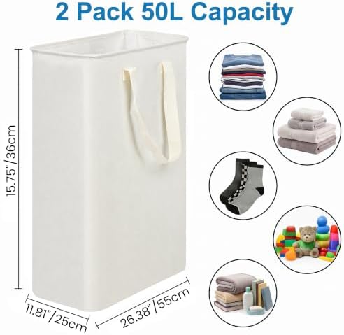 efluky 2 Pack Slim Laundry Basket, Narrow Laundry Hamper - Image 2