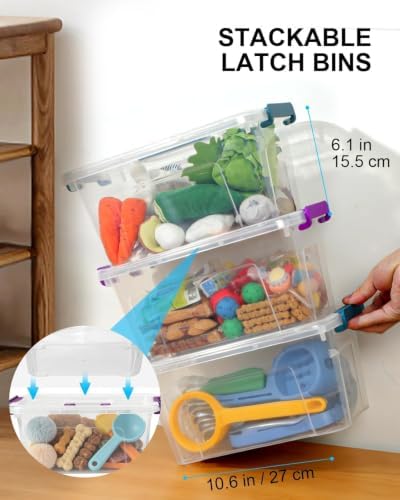 Storage Bins with Lids, 7Qt Clear Stackable Storage Containers With Lids Buckle - Image 4