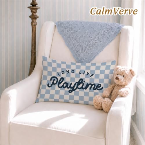Kids Playroom Decor 12x20 Pillow Cover, Retro Long Live Playtime Checkered - Image 2