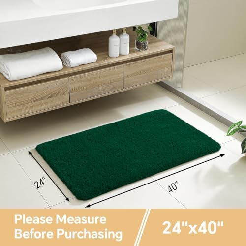 Polyester Bathroom Rug 24"x40" Verdant Green, Non-Slip Bath Mat - Image 2