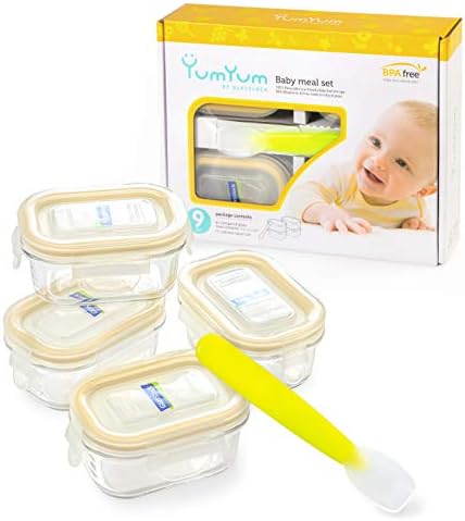 Glasslock 9pcs Set Yum Yum Eco Friendly Airtight Spill Proof Baby Meal Food by Glasslock