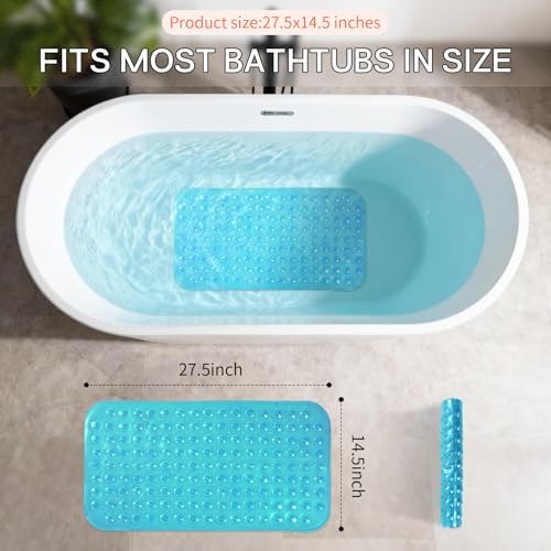Anti-Slip Bathtub Shower Mat 28×15 Inch Clear Green - Image 3