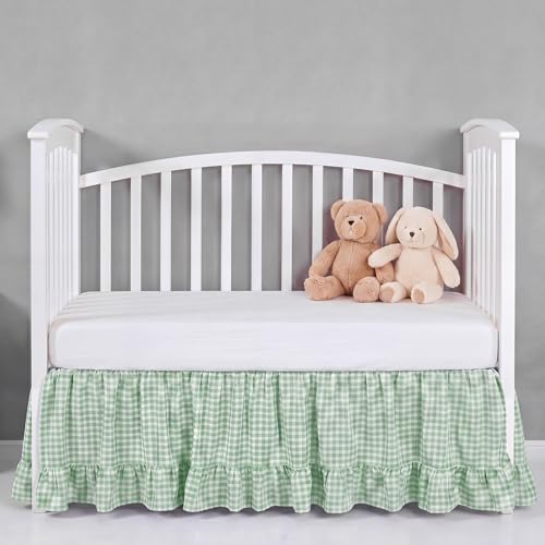 Gingham Crib Skirt Dust Ruffle 52 x 28 Inch 100% Cotton by Unknown