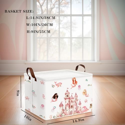 Cute Rectangle Baby Girl Gift Basket Toy Storage Bin Nursery Playroom Bedroom - Image 3