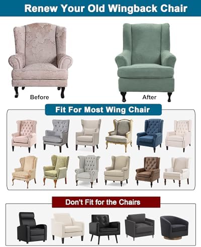 CRFATOP Wingback Chair Covers Wing Armchair Slipcovers - Image 4