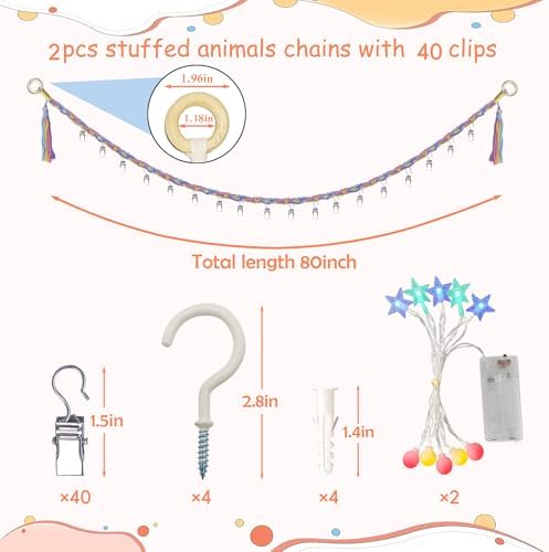 2PCS Stuffed Animals Storage Chain Organizers 80" Cotton Hanging Storage Chain - Image 2