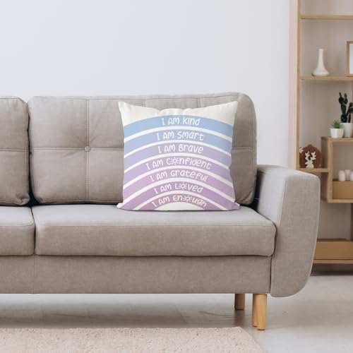 QIYUHOY Royal Purple Boho Rainbow Classroom Throw Pillow Covers, 24x24 Inch - Image 4