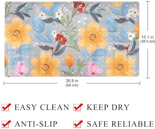 Bath Tub Shower Mat, Washable Bathtub Floor Mats, Suction Cups and Drain Holes - Image 4