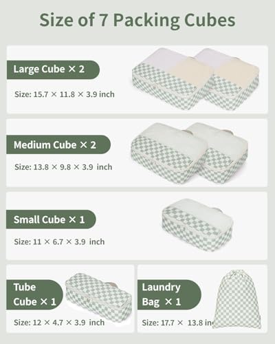 Narwey 7 Set Checkered Packing Cubes - Image 3