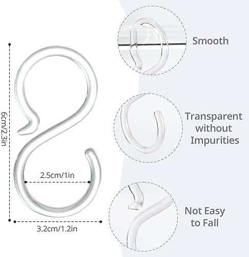 POVETIRE 30 Pack 2.5 Inch Transparent S Hook - Image 3