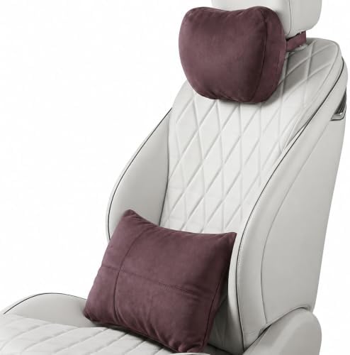 2 PCS Car Pillow for Driving Seat Soft Suede Headrest Neck & Lumbar Support by GoodpillowBetterdriver
