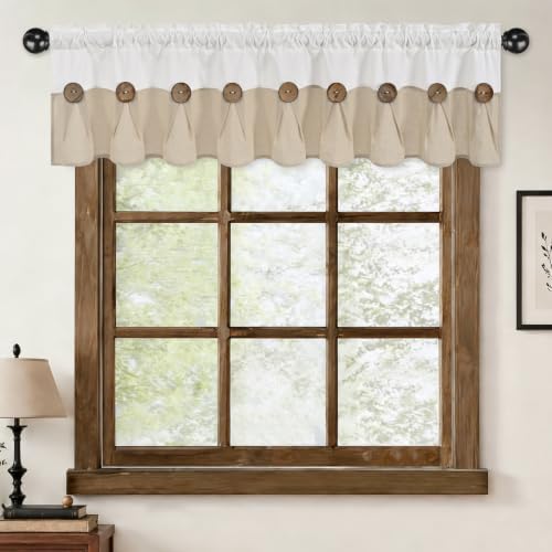 FRAMICS Farmhouse Valance Curtains, Boho Cotton Linen Kitchen Valance, Rustic by FRAMICS