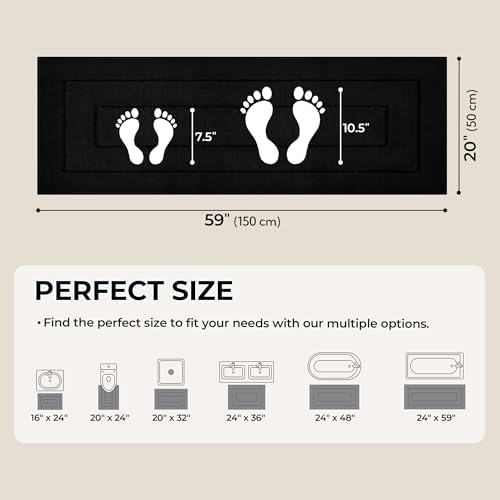 GRANNY SAYS Black Bathroom Rug 59" x 20", Non-Slip Microfiber Bath Mat - Image 2