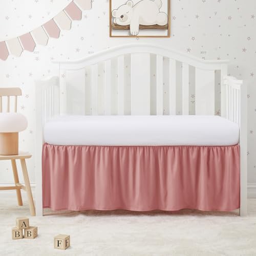 SiinvdaBZX Pink Crib Skirt Dust Ruffle, Microfiber Crib Bed Skirt - Image 2