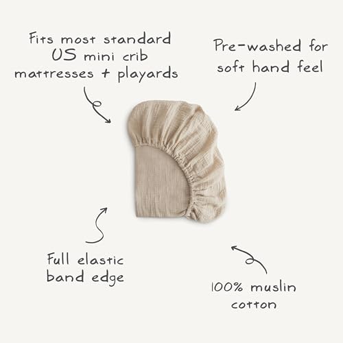 mushie Extra Soft Muslin Fitted MINI Crib Sheet | 24"x 38" - Image 4