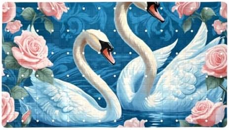Shower Mat Non Slip, Swans Roses Flower Anti Slip Bath Mat by Anna+Cowper