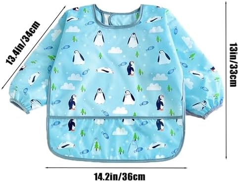 PandaEar 3 Pack Waterproof Long Sleeve Baby Bibs - Image 2
