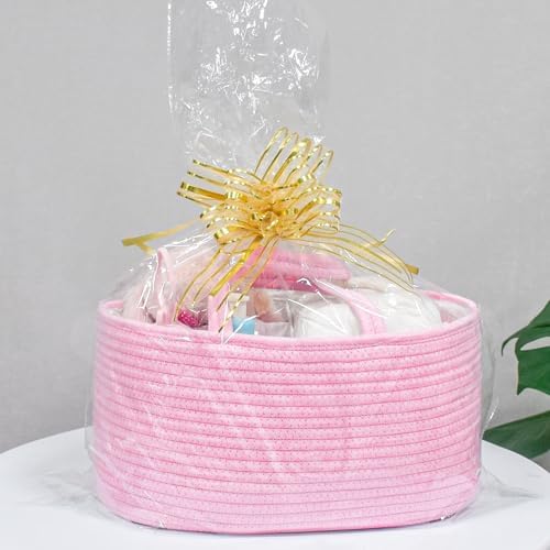 ABenkle Diaper Caddy Organizer, Boho Rustic Cotton Rope Nursery Baby Basket - Image 3