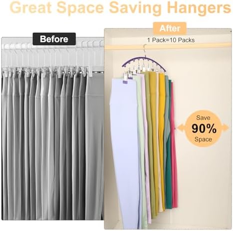 Volnamal Legging Organizer for Closet, 4 Pack Metal Yoga Pants Hanger-Purple - Image 4