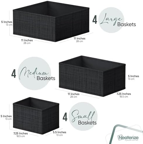Drawer Organizer Clothes Set of 12 Black - Image 2