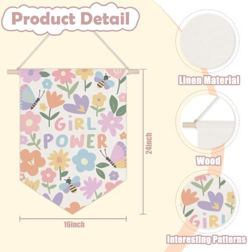 Ghueghe Boho Floral Girls Room Canvas Banner Wall Decor - Image 2