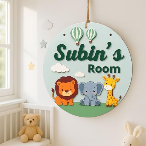 Safari Animal Customized Wooden Name Signs – Personalized Jungle Theme Wall - Image 2