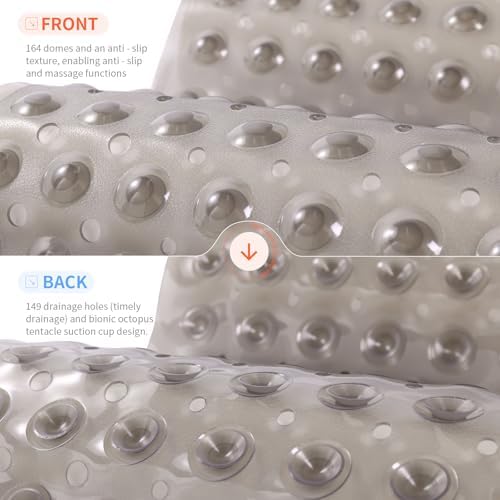 Anti-Slip Bathtub Shower Mat 21×21 Inch Clear Gray - Image 2