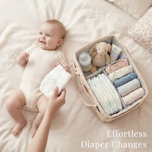 Konssy Baby Diaper Caddy Organizer, Braided Quilted Design - Image 2