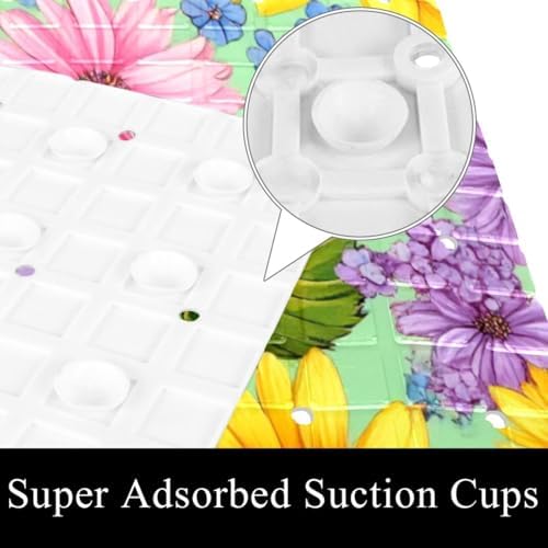 Shower Mat Non Slip 26.8 x 15.1 Inches, Sunflower Bathtub Mat Shower Stall Mats - Image 3
