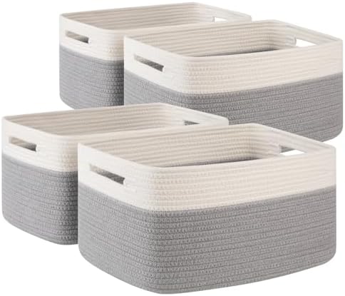 4 Pack Storage Baskets for Organizing, Woven Baskets for Shelves by SIXDOVE