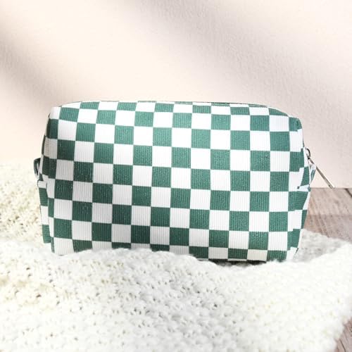 SOIDRAM 2 Pcs Checkered Makeup Bag Large Cosmetic Bag Toiletry Bag Makeup Pouch - Image 6