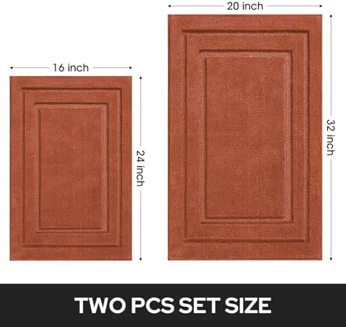 HOMEIDEAS Fall Bathroom Rugs Sets, 2 Piece Soft Bath Mat Burnt Orange - Image 2