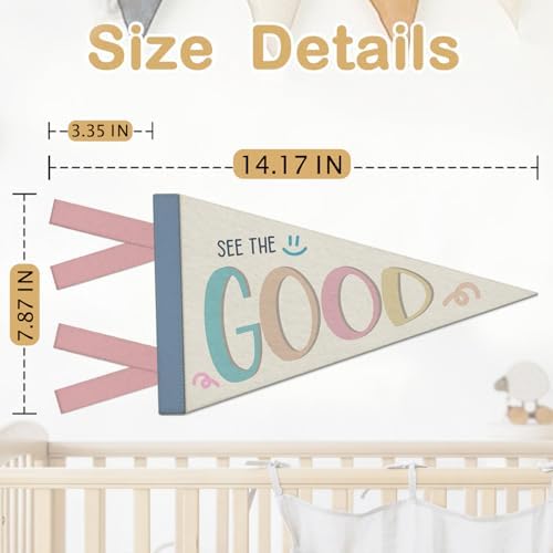Girl Nursery Decor, Inspirational See the Good Pennant Felt Banners Flags - Image 7