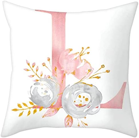 Throw Pillow Covers Alphabet Decorative Pillow Cases ABC Letter Flowers Cushion by Eanpet