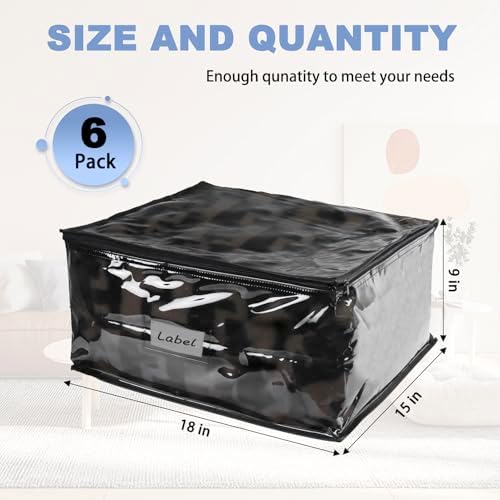 Clear Zippered Plastic Clothes Storage Bags, 6 Pack - Image 2