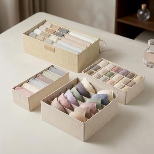 Linen Bra Organizer for Drawer, 18 Divided Cells - Image 2