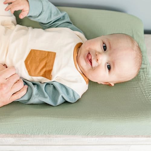Konssy 100% Cotton Muslin Changing Pad Cover 2 Pack - Image 2