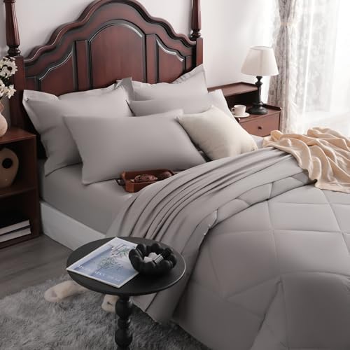NTBAY King Microfiber Bed in a Bag, Comforter Set 7 Piece, Smoke Grey - Image 6