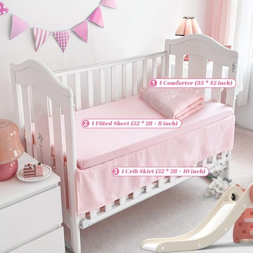 Crib Bedding Set for Girls 3-Piece Tufted Ruffle, Baby Bedding Crib Set Include - Image 5