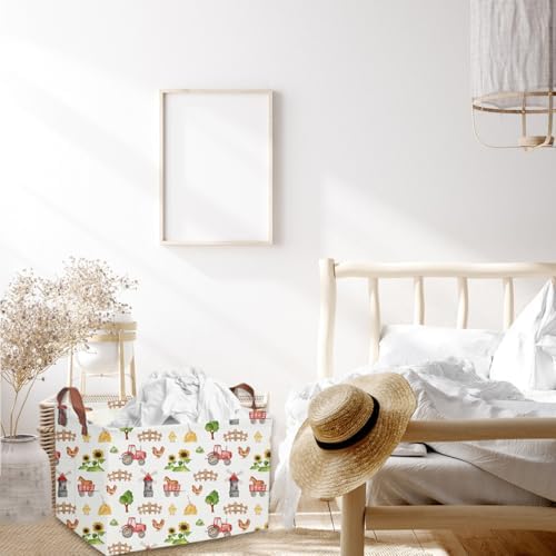 Cute Basket Farm Baskets for Home Decor Basket Rectangular Storage Bin - Image 3