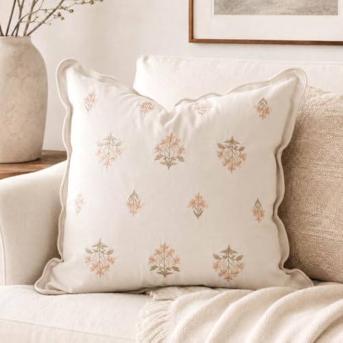 BlissBlush Throw Pillow Cover 20x20, Cream White Velvet Decorative Pillow Cover by BlissBlush