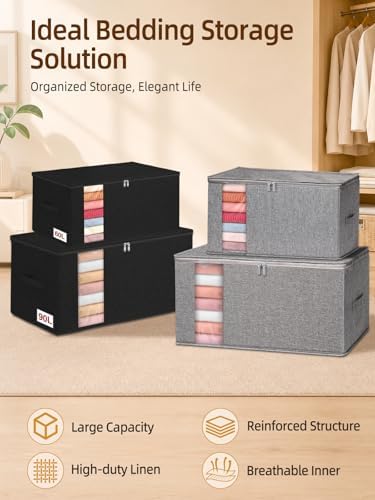 60L Rigid-Sided Blanket Storage Bags, 2 Pack - Image 3