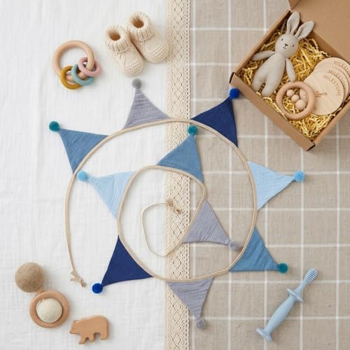 Fabric Bunting Banner, 2 Pack Handmade Neutral String Banner - Image 2