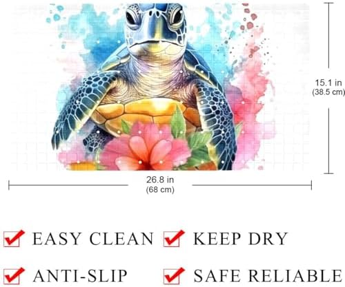 Shower Mat Non Slip 26.8 x 15.1 Inches, Watercolor Turtle Bathtub Mat Shower - Image 4