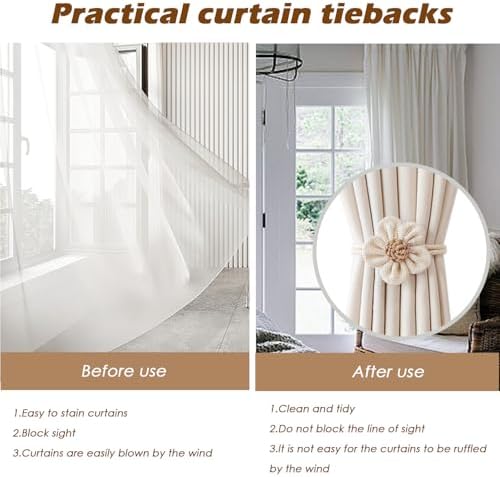 SRG Curtain Tiebacks for Curtains 4 Pack, Decorative Curtain Holdbacks for - Image 4