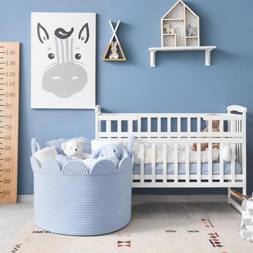 LemonRoad Round Woven Basket Blue - Image 6