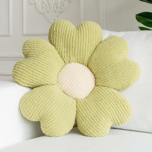 Flower Pillow, Flower Shaped Throw Pillow, 19.7" Grass Green Preppy Pillows by HEALTHYCOMFORTLIFE