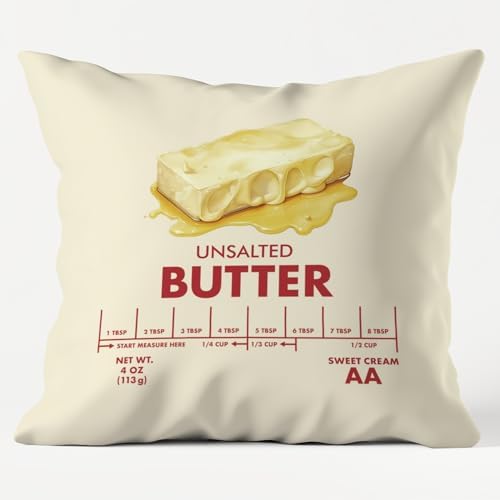 Funny Unsalted Butter Pillow Cover 18x18 Double-Sided, Butter Lover Gifts by Unknown